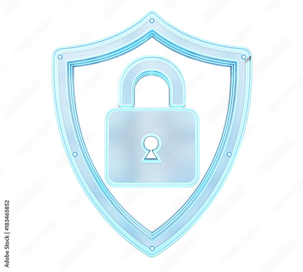 Modern digital data shield antivirus 3D rendering Modern digital data shield antivirus 3D rendering