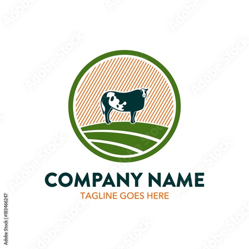 cattle farm logo illustration. vector. editable
