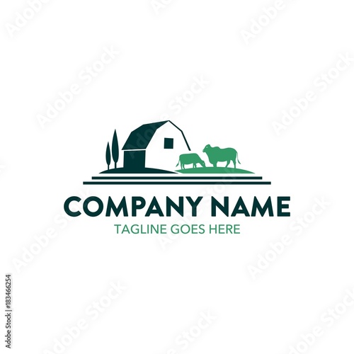 cattle farm logo illustration. vector. editable