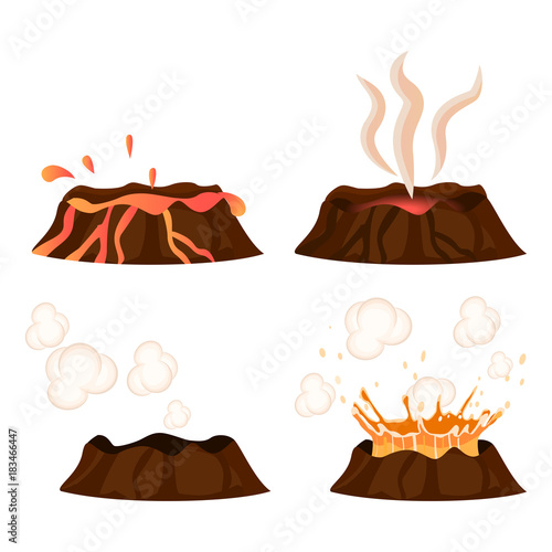Volcanic Eruption Stages Illustrations Collection