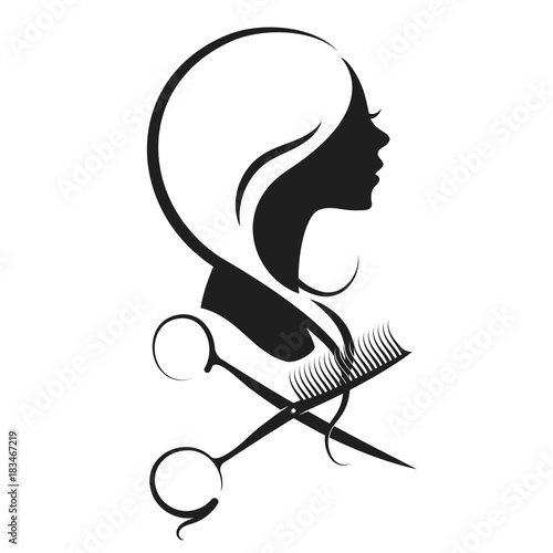 Girl and scissors silhouette
