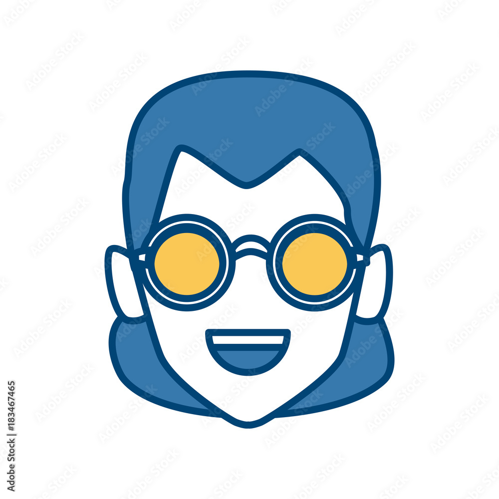 Geek girl with round frame glasses icon vector illustration graphic design Geek girl with round frame glasses icon vector illustration graphic design
