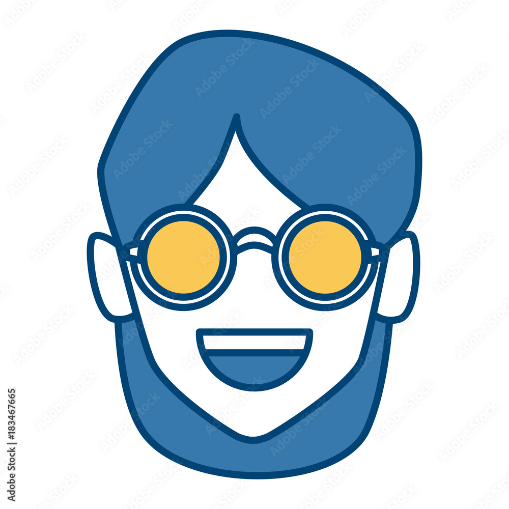 Geek girl with round frame glasses icon vector illustration graphic design Geek girl with round frame glasses icon vector illustration graphic design
