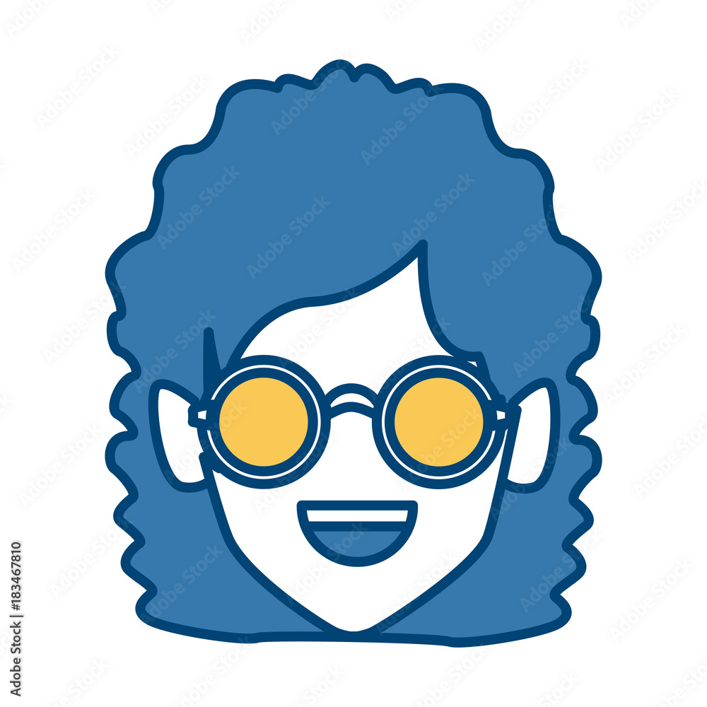 Geek girl with round frame glasses icon vector illustration graphic design