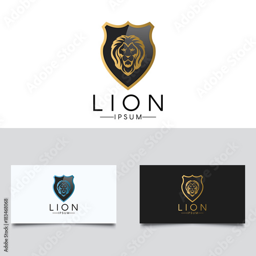 Lion Shield Logo. Three color versions 