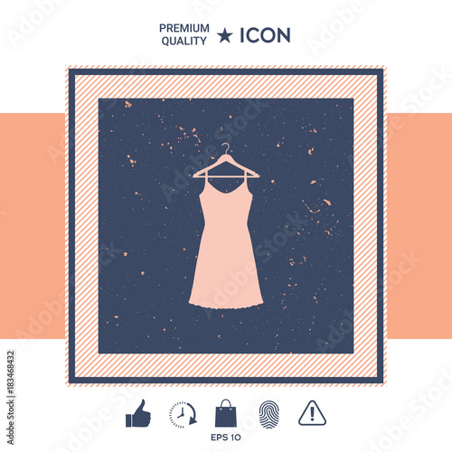 Sundress, Evening dress, combination or nightie on the wardrobe hanger , the silhouette. Menu item in the web design