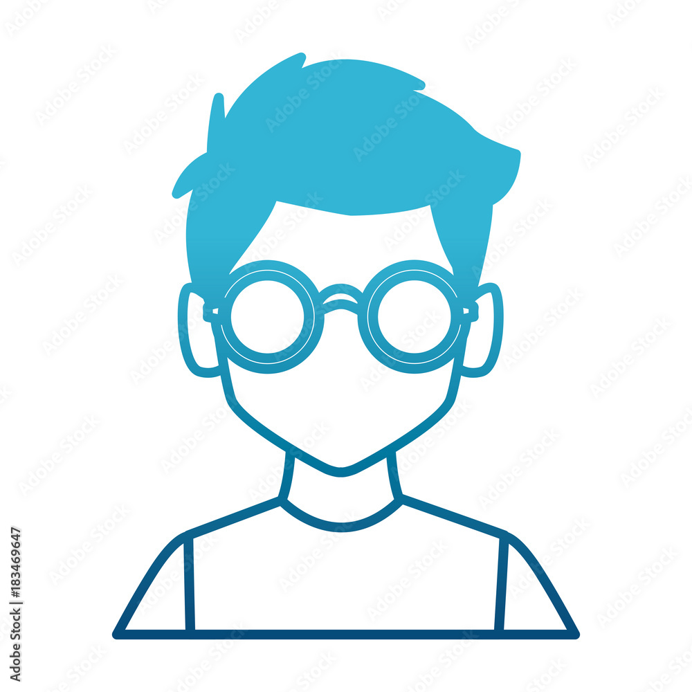 Geek man with round frame glasses icon vector illustration graphic design Geek man with round frame glasses icon vector illustration graphic design