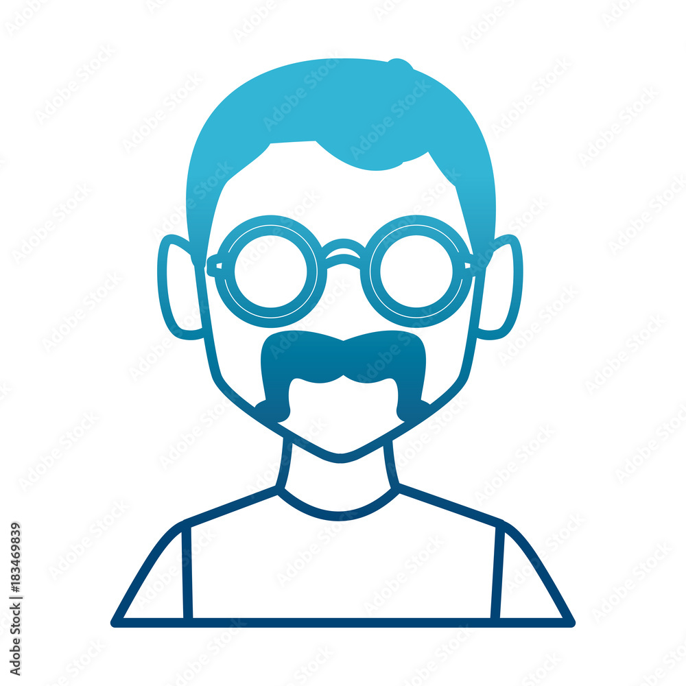 Geek man with round frame glasses icon vector illustration graphic design Geek man with round frame glasses icon vector illustration graphic design