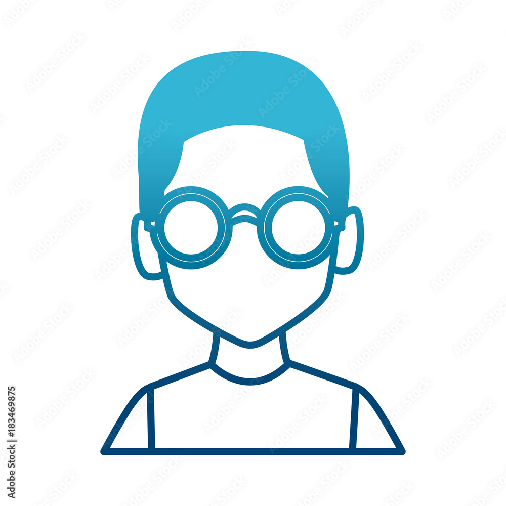 Geek man with round frame glasses icon vector illustration graphic design Geek man with round frame glasses icon vector illustration graphic design
