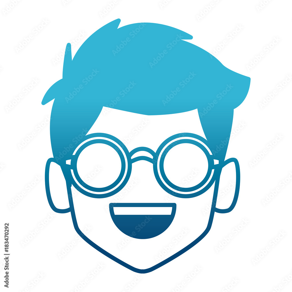 Geek man with round frame glasses icon vector illustration graphic design Geek man with round frame glasses icon vector illustration graphic design