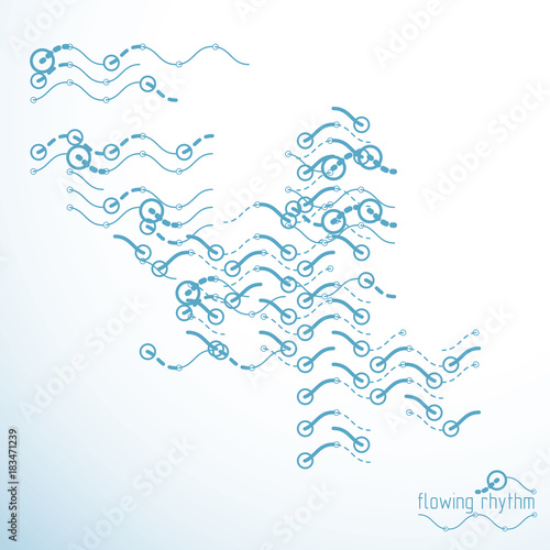 Flowing rhythm, abstract wave lines vector background for use in graphic and web design.