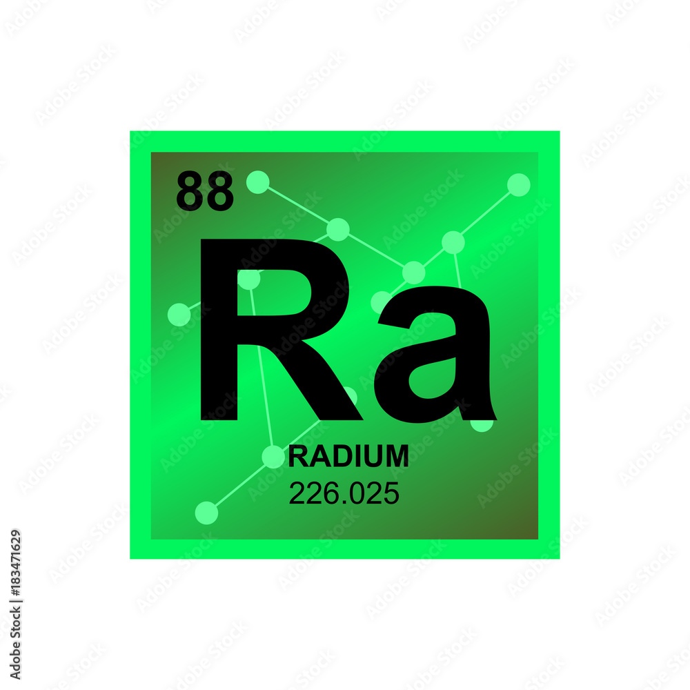 Vector symbol of Radium from the Periodic Table of the elements on the background from connected molecules Vector symbol of Radium from the Periodic Table of the elements on the background from connected molecules