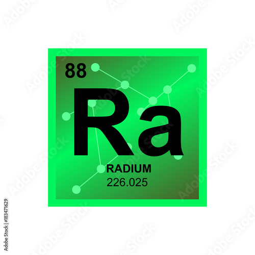 Vector symbol of Radium from the Periodic Table of the elements on the background from connected molecules