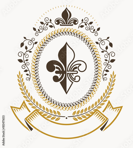 Vintage heraldry design template, vector emblem.