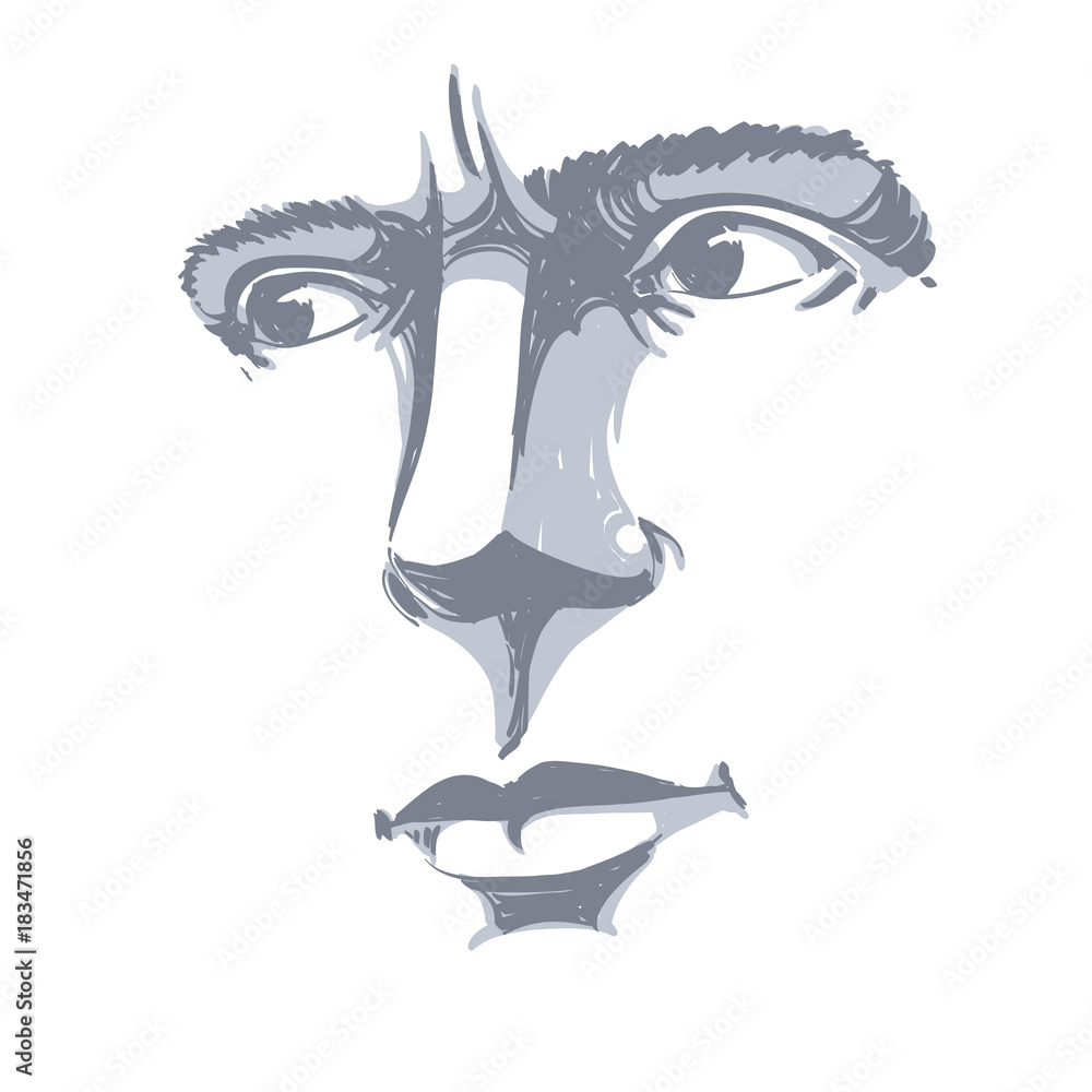 Fototapeta premium Vector art drawing, portrait of man blaming somebody, this is no good. Facial expressions, people emotions.