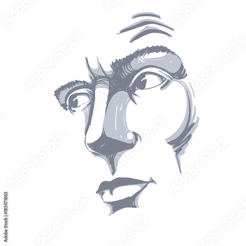 Vector art drawing, portrait of man blaming somebody, this is no good. Facial expressions, people emotions.