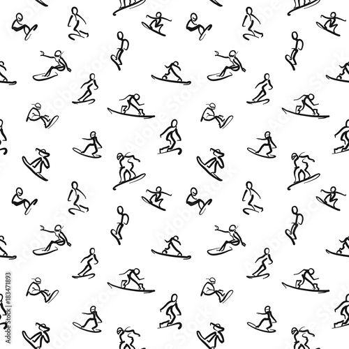 Snowboard Doodles - Calligraphic seamless wall art