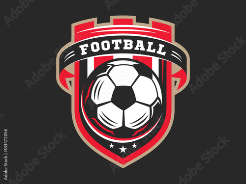 Soccer football logo, emblem designs templates on a dark background.