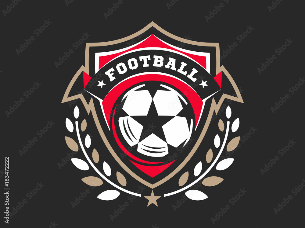 Soccer football logo, emblem designs templates on a dark background