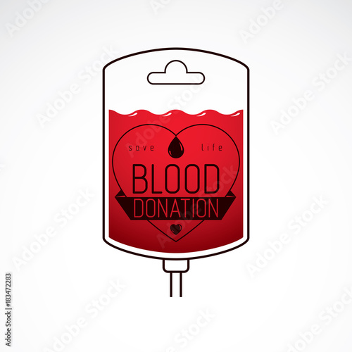 Blood dropper vector graphic illustration isolated on white. Volunteer donorship, healthcare and medical treatment conceptual symbol.