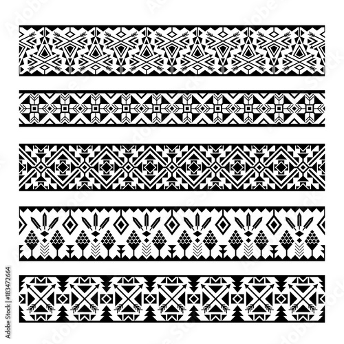 Mexican geometric seamless pattern borders