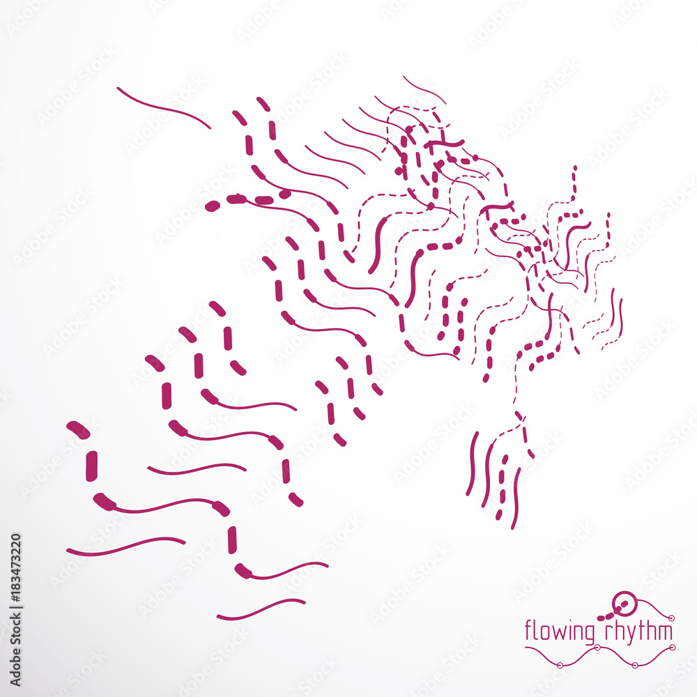 Obraz premium Abstract wavy lines vector illustration. Technical cybernetic pattern can be used in web design and as wallpaper or background.