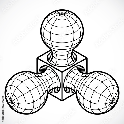 Engineering three-dimensional construction, abstract vector trigonometric shape.