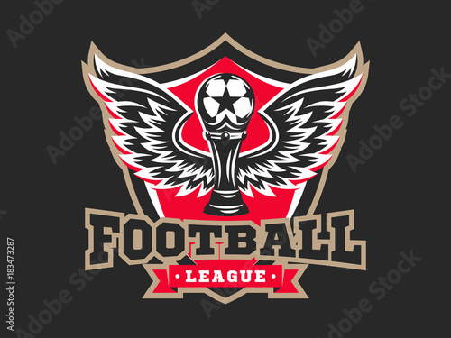 Soccer football logo, emblem designs templates on a dark background