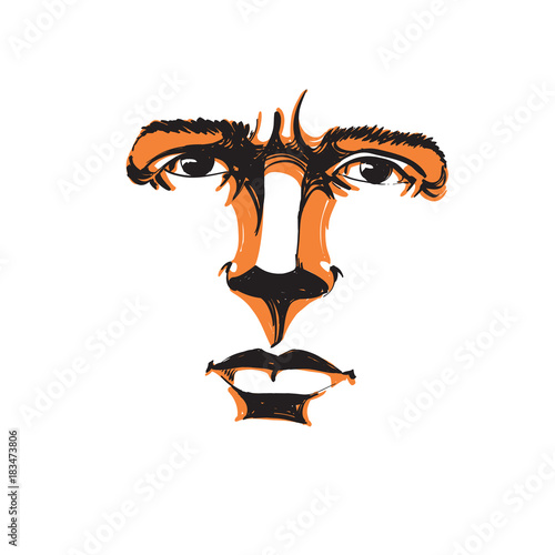 Vector art drawing, portrait of man blaming somebody, this is no good. Facial expressions, people emotions. Hand-drawn mask with face expressions.