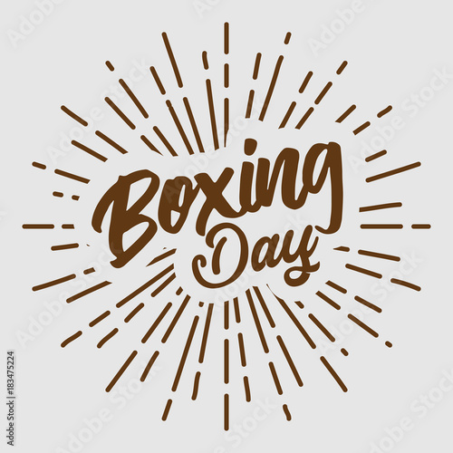 boxing day text typography brown hipster sun starburst circle retro vintage design