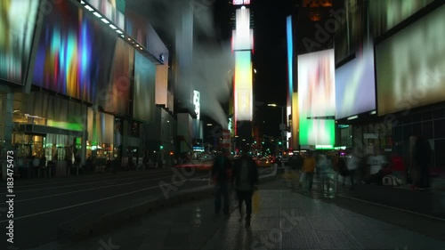 Time lapse of Times Square traffic at night, remove logo