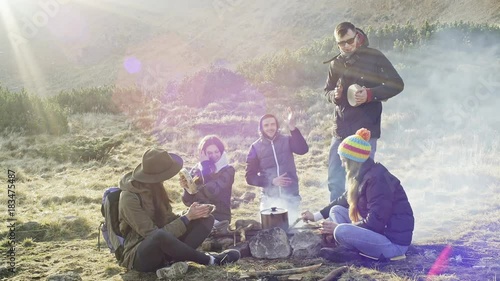 Dinner camping on mountain photo