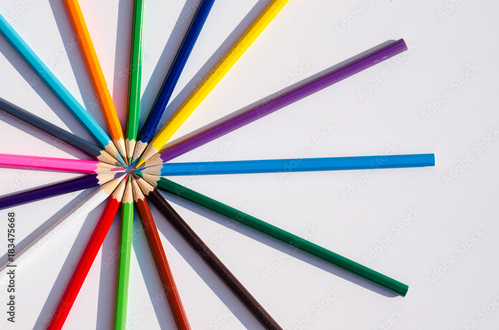 colored pencils on a white background colored pencils on a white background