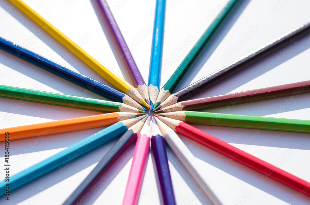 colored pencils on a white background colored pencils on a white background