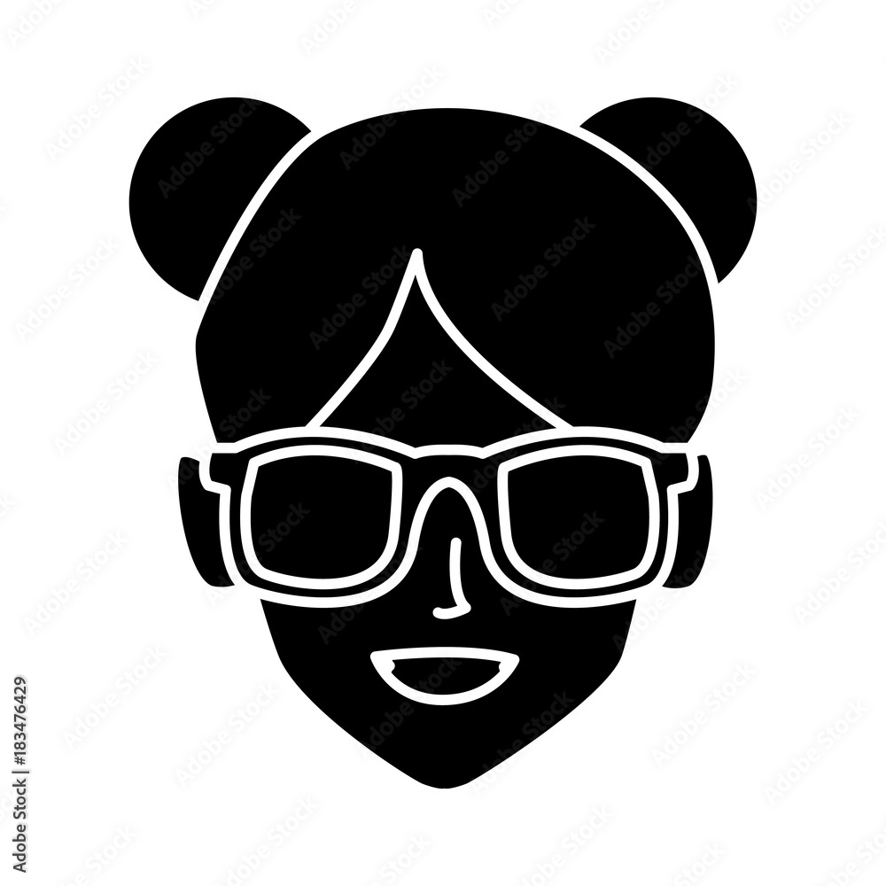 Geek girl with round frame glasses icon vector illustration graphic design