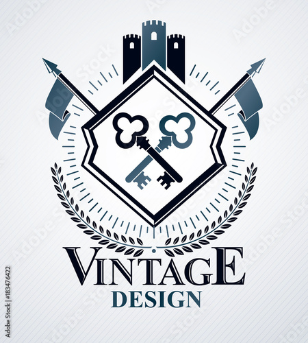 Vintage heraldry design template, vector emblem.