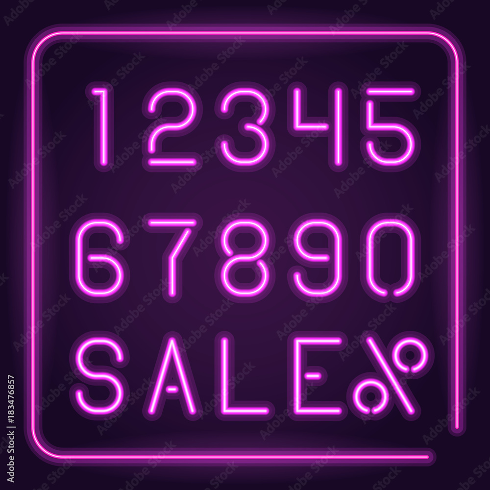 Glowing neon numerals Glowing neon numerals