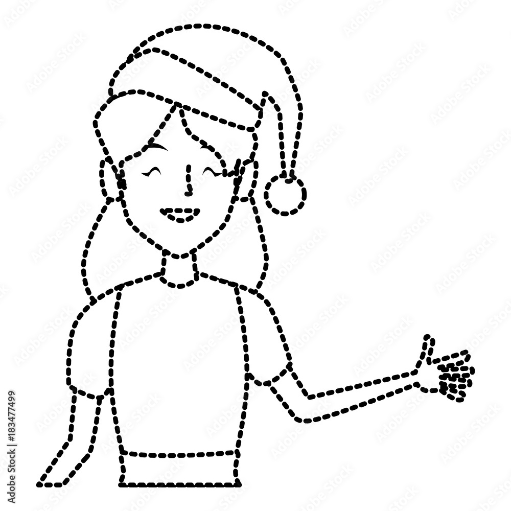 Young woman with christmas hat icon vector illustration graphic design Young woman with christmas hat icon vector illustration graphic design