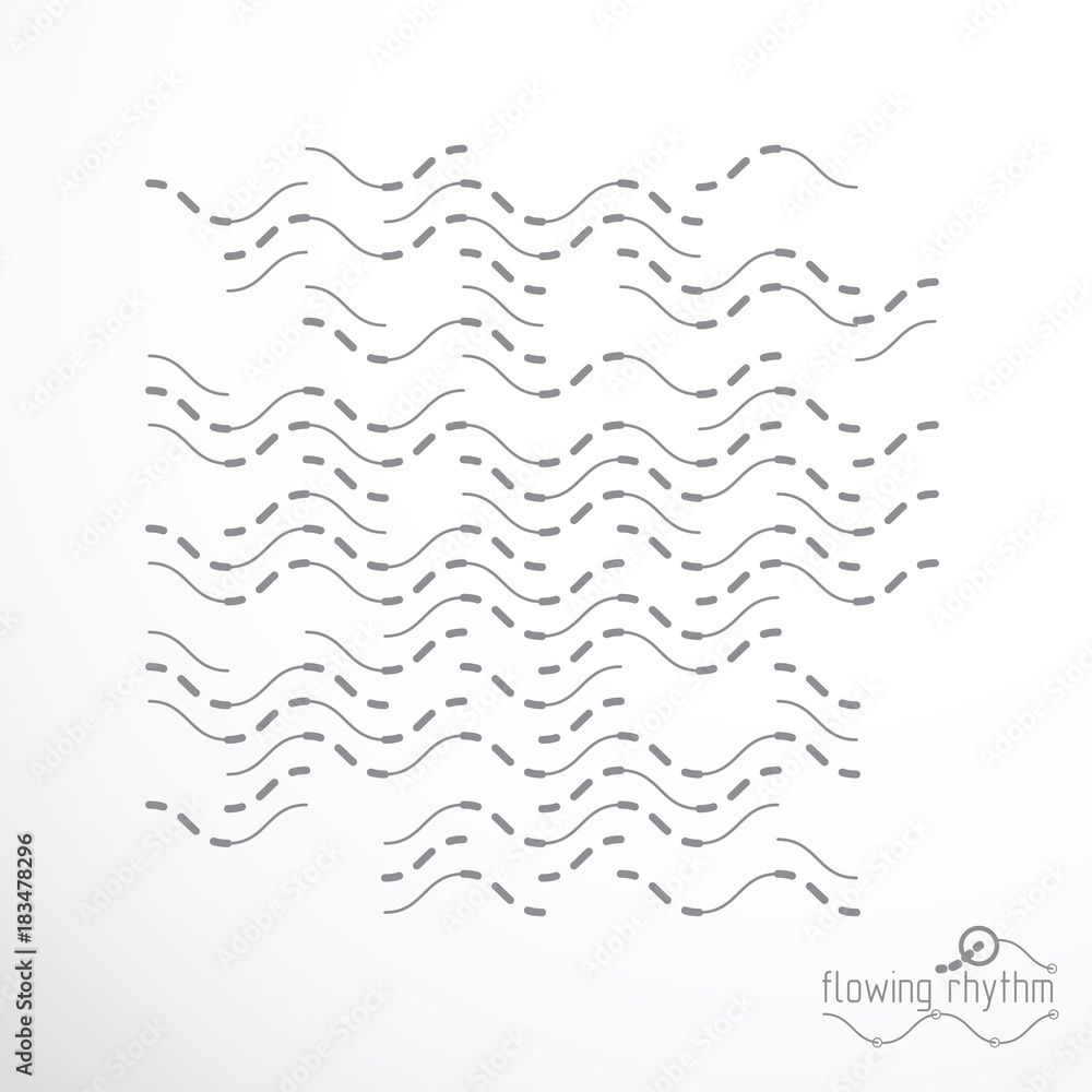 Obraz premium Abstract wavy lines rhythm pattern. Vector technical background, artistic graphic illustration.