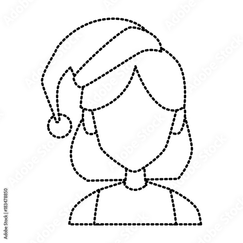 Young woman with christmas hat icon vector illustration graphic design