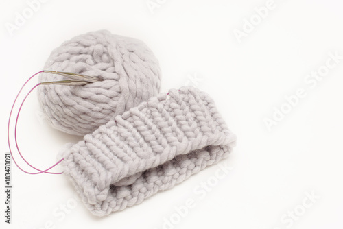 knitting by needles. knitting concept. 