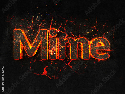 Mime Fire text flame burning hot lava explosion background.