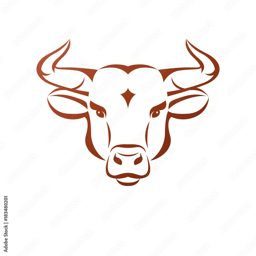 Bull head ancient emblem animal element. Heraldic vector design element. Retro style label, heraldry logo.