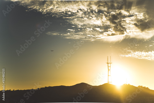 Sunset with city in foreground