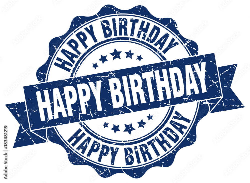 Fototapeta premium happy birthday stamp. sign. seal