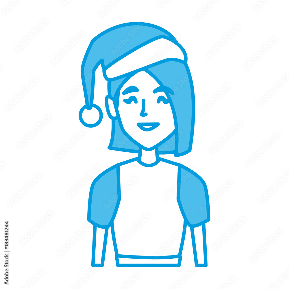 Young woman with christmas hat icon vector illustration graphic design Young woman with christmas hat icon vector illustration graphic design