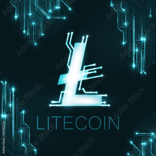 Litecoin neon glowing logo.
