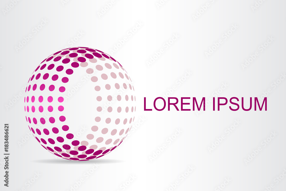 Logo stylized spherical surface with abstract shapes