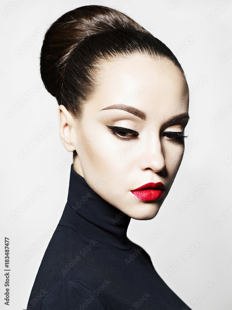 Beautiful elegant woman in black turtleneck Beautiful elegant woman in black turtleneck