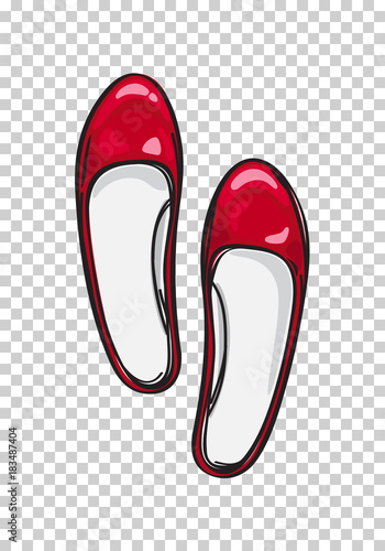 Red Ballerina Flat Shoes Isolated Illustration